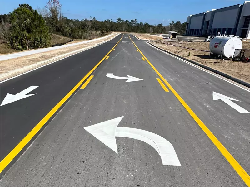 Roadway intersection with new Line Striping photo
